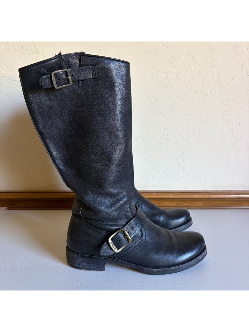 Frye Veronica Slouch Black Leather Boots MSRP $368
